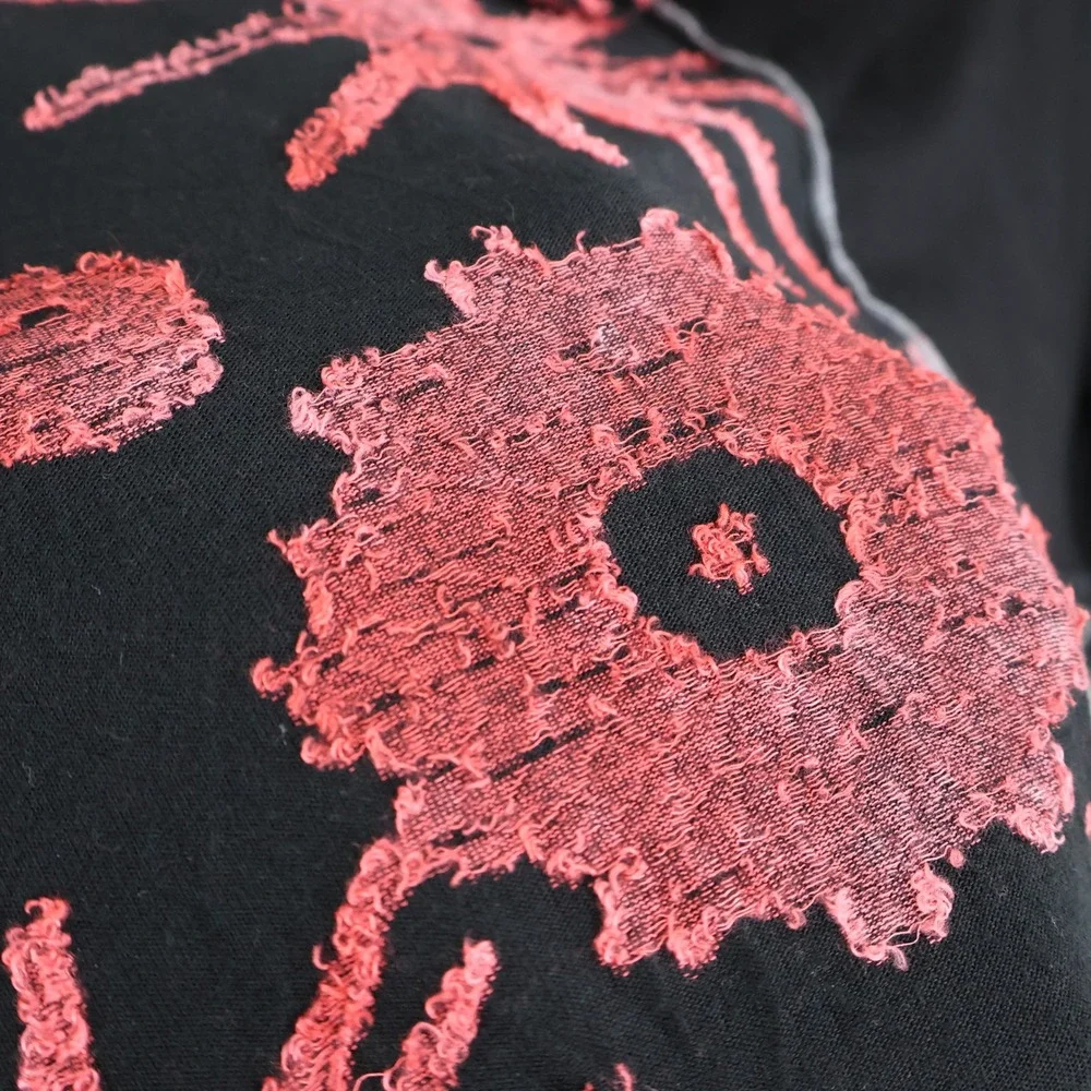Paris Hues Embroidered Floral Tunic Top Women XL Black Boho Bohemian Art to Wear